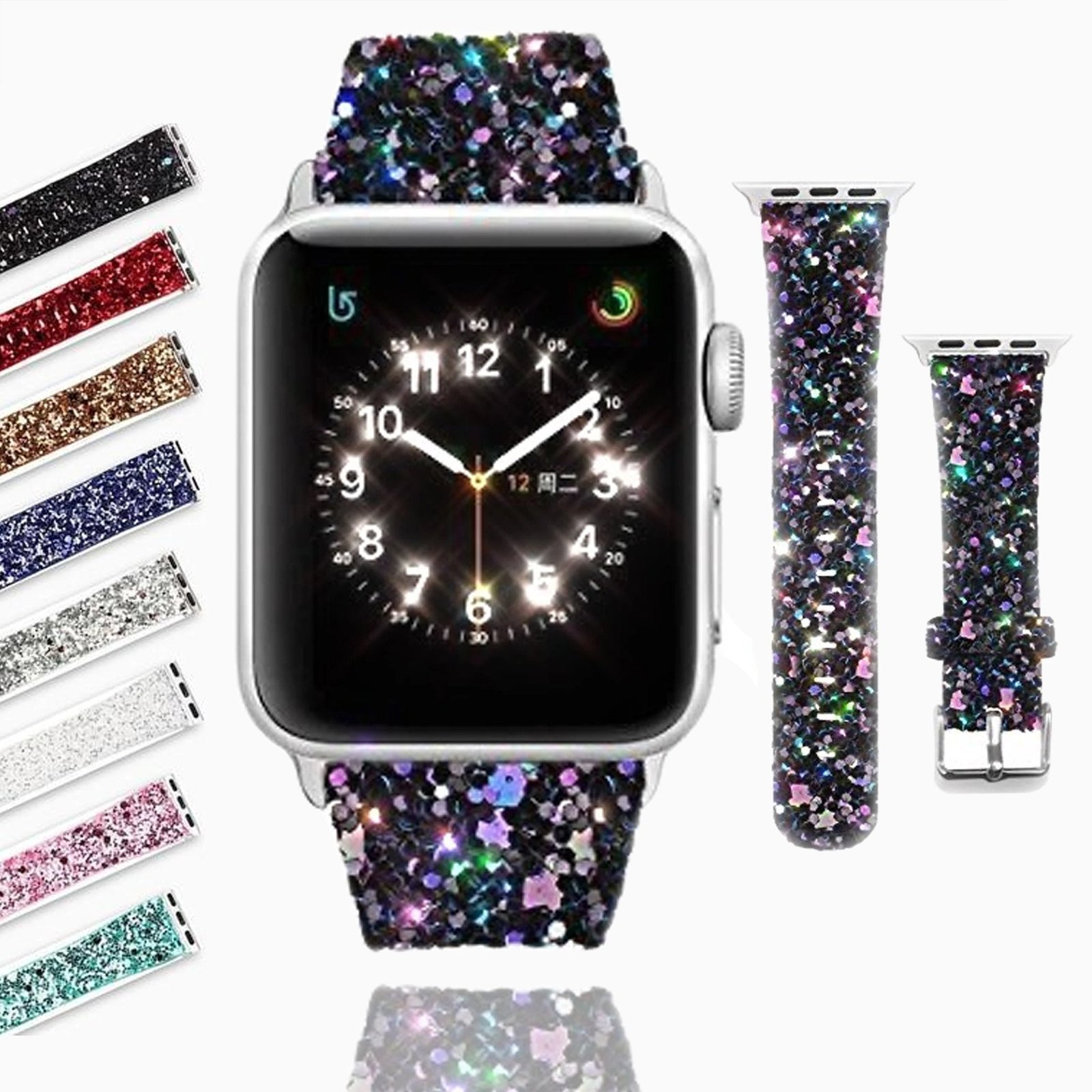 5928437219496_181f906c-844e-4c47-b0e0-f885fa4dda1e.jpg A Band 7 6 5 Luxury Sparkle Glitter Bling Leather Wbands - Image 1